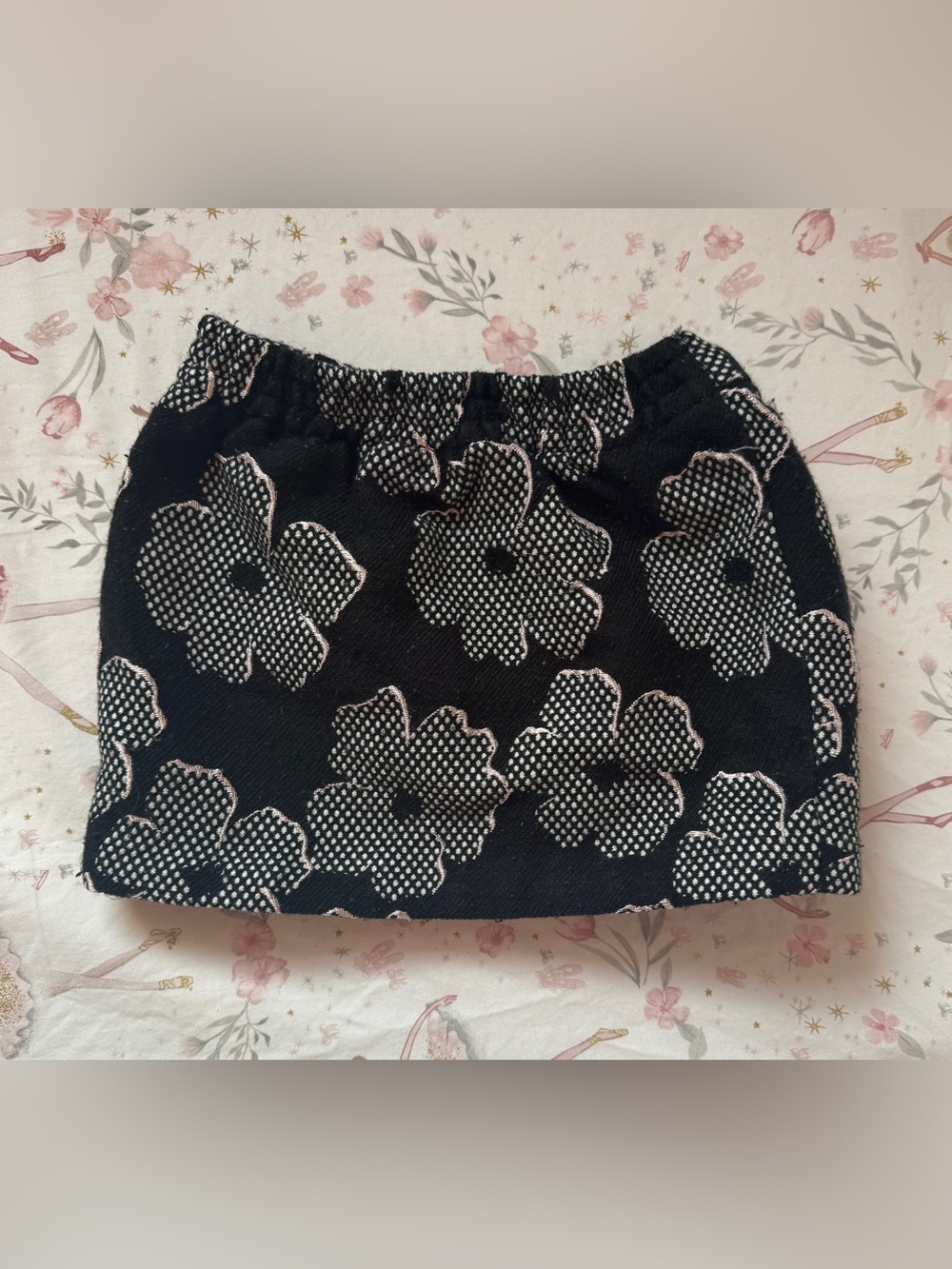 Janie and Jack Floral Jacquard Skirt 6-12 Months Black Pink Preppy